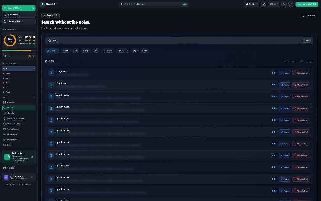 DiskShift Desktop Product Overview UI